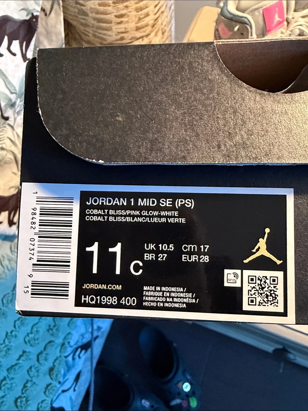 Jordan Kids Low-Top Sneakers in Gray, Blue and Pink